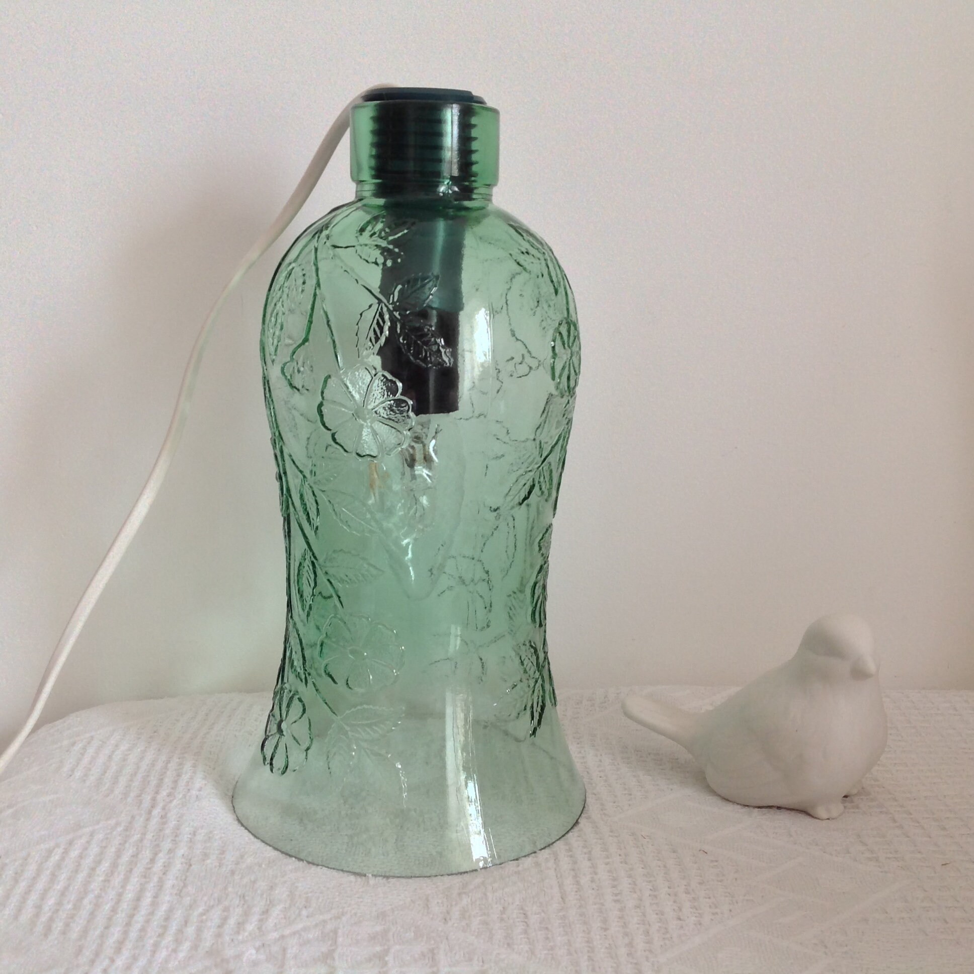 Lampe à Poser Vintage en Verre Vert