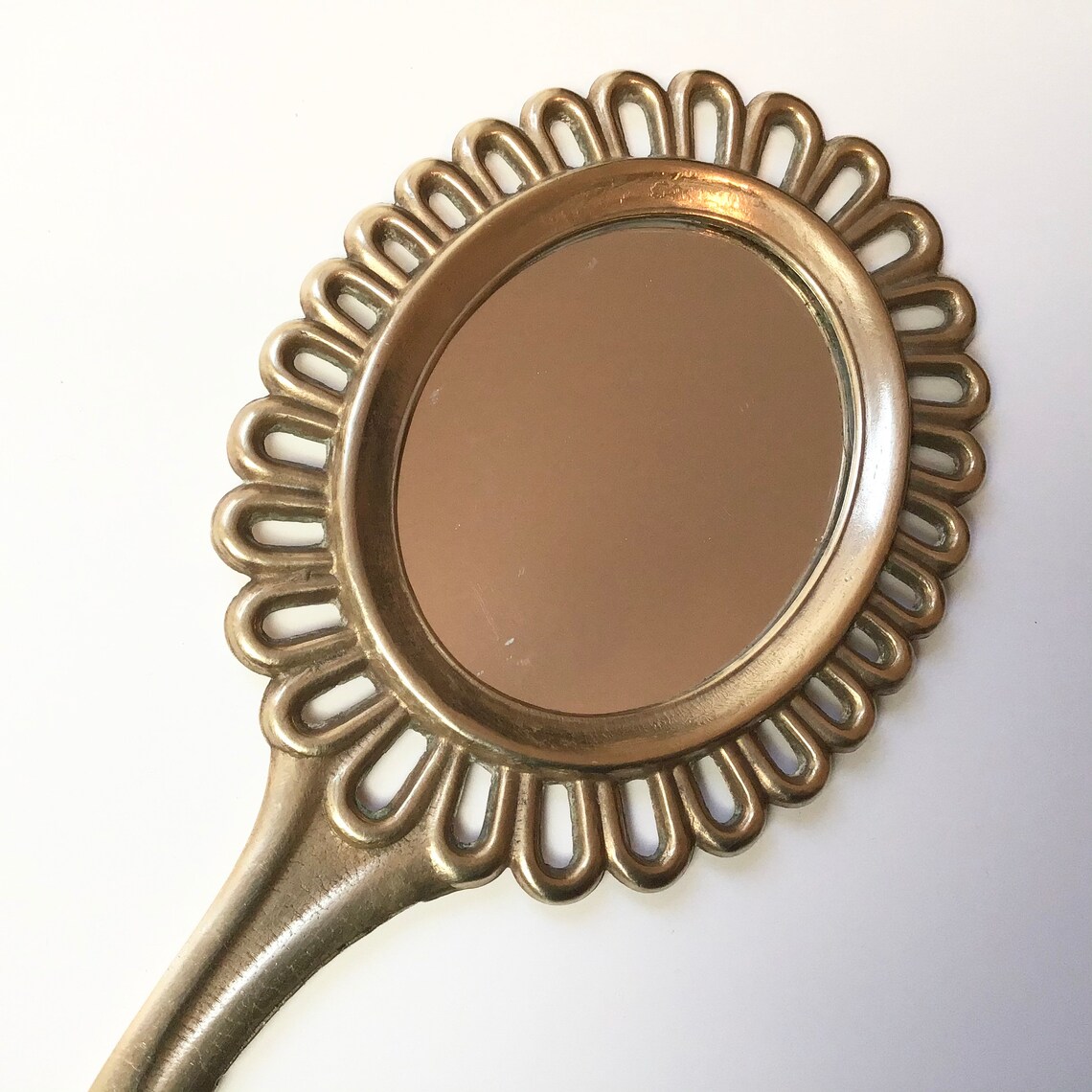Gold vintage hand mirror Etsy