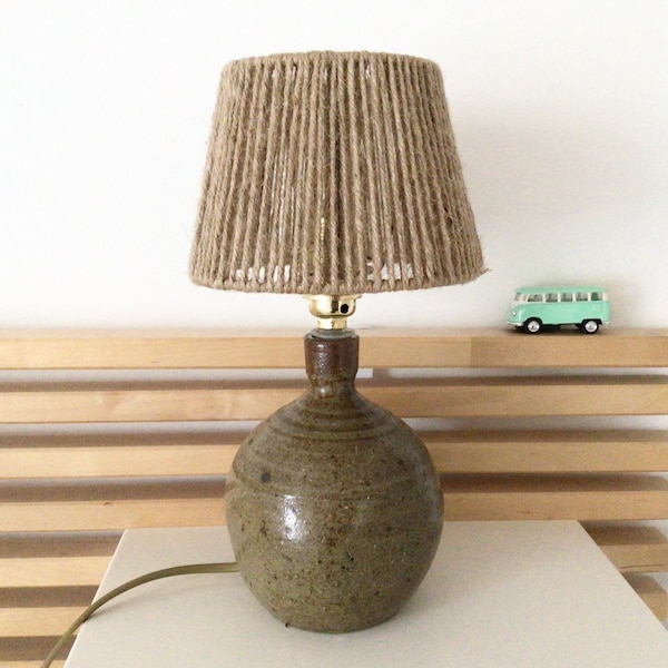 Stoneware lamp and handmade lampshade