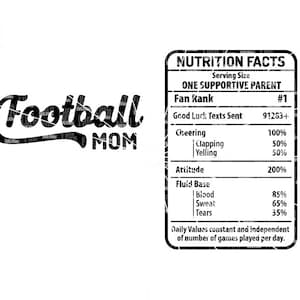 Football Mom Nutrition faits SVG, Football Mom, fichier de découpe numérique, découpe fichier png, les fichiers EPS DXF pour Silhouette Cameo, Cricut air