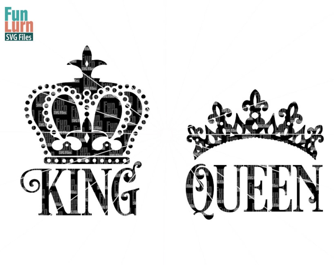 King Queen svg, King and Queen svg, King and Queen crowns, couples crowns.  Instant download svg