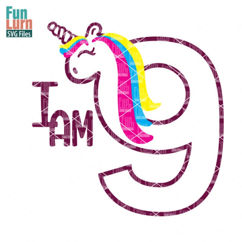 Download Unicorn Birthday svg Ninth Birthday I am Nine Nine svg 9 | Etsy