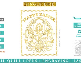 Art Deco Easter SVG, Single Line Floral Design ((Digital SVG File)