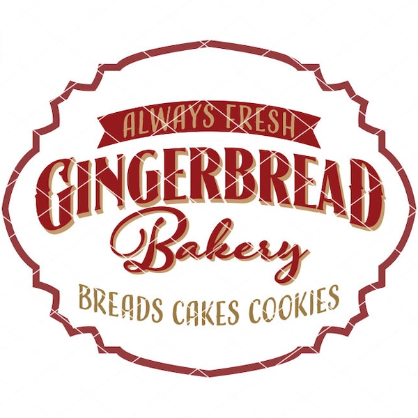 Gingerbread Bakery SVG, Christmas SVG, Rustic Sign, Christmas Sign,  Vintage, snowflakes, wood sign, svg png dxf eps for Cameo, Cricut