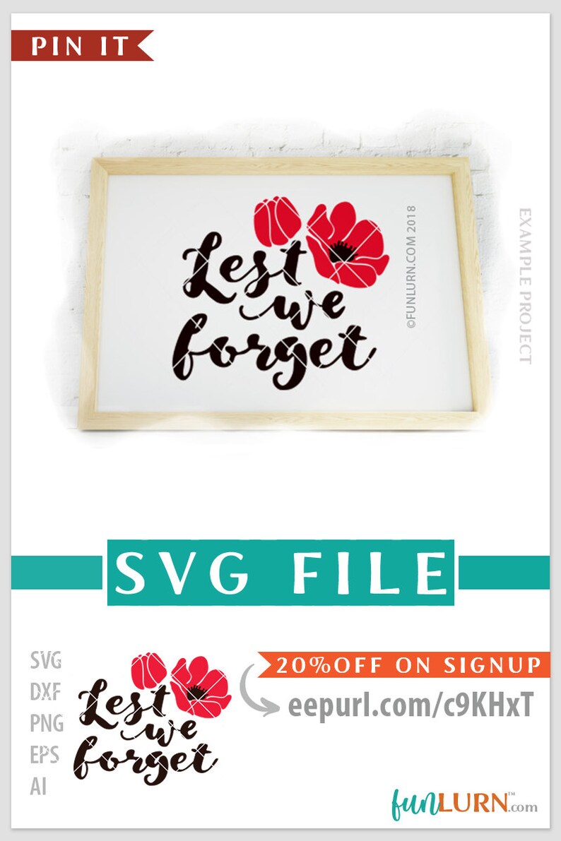 Lest We Forget Svg Poppy Flowers Remembrance Day Canada | Etsy