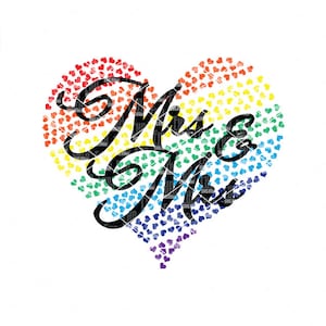 Mme et Mme svg, M. - M. M., Gay Pride svg, coeur arc-en-ciel svg, cœurs pas parties, mariage LGBT, fichier svg, svg, dxf, png, eps pour Cameo cricut