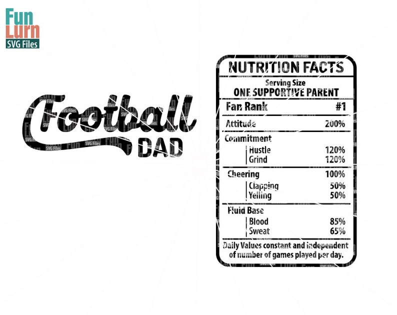 Football Dad Nutrition Facts SVG Football Dad Digital | Etsy