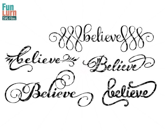 Download Believe Believe SVG Christmas word art clipart Christmas ...