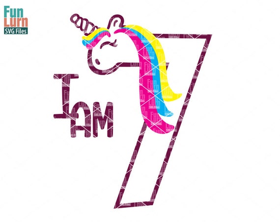 Download Unicorn Birthday Svg Seventh Birthday I Am Seven Seven Svg Etsy
