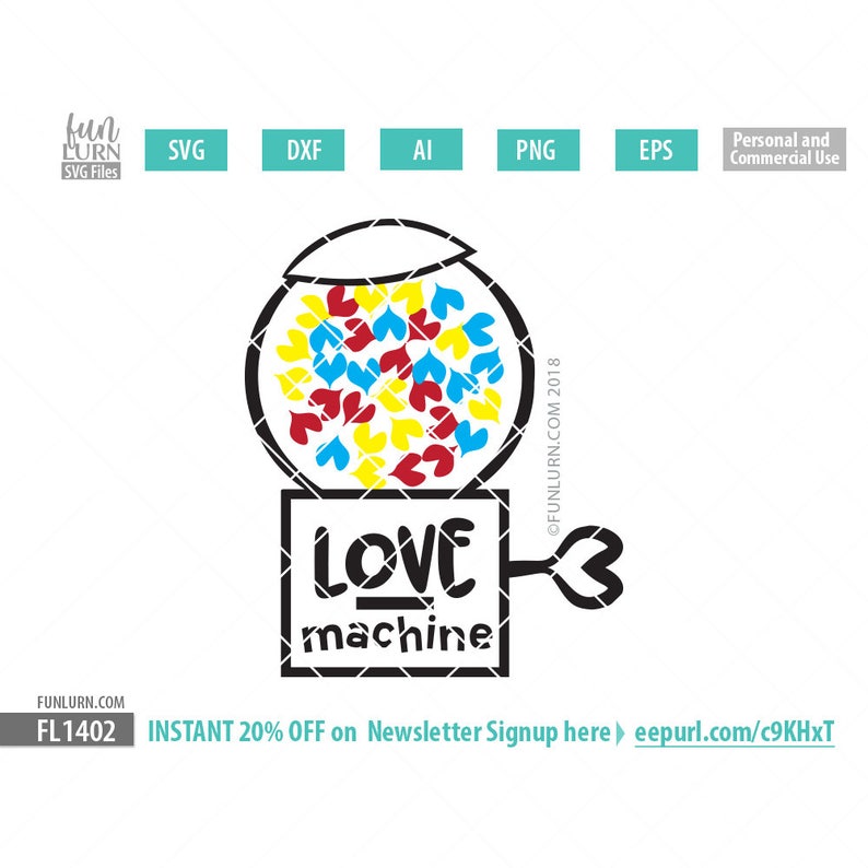 svg Baby bodysuit svg png hearts heart Love Machine SVG ai Candy machine Valentine/'s day svg eps love dxf