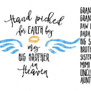 Cueillies pour la terre du SVG, à la main à la main choisi SVG, par mon grand frère, grande soeur, grand-père, grand-mère, mimi, paw paw, en ciel svg, png, dxf, eps