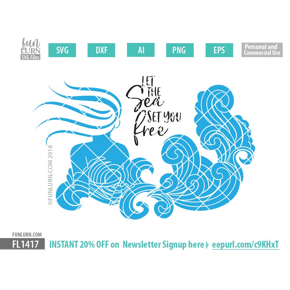 Download Let The Sea Set You Free Svg Mermaid Svg Sea Waves Mermaid Etsy