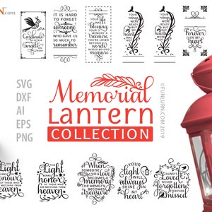 Memorial Lantern Collection, in loving memory svg, Memorial Ornament svg,Personalize, remembrance svg, Christmas Lantern svg, stone, Bundle