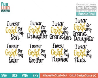 SVG de concientización sobre el cáncer infantil, diseño "Llevo oro" (archivos digitales)