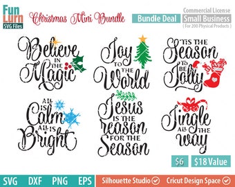 Paquete SVG navideño con frases navideñas (archivos digitales)