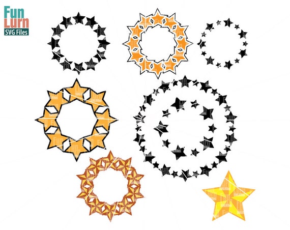 Download Star Circle Monogram Frame Svg Star Frame Sheriff Wreath Etsy