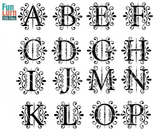 Ornament Alphabet and Frames SVG, Ornament Letters, Ornament Monogram SVG,  Elements, Cut Files, SVG Files Svg, Dxf, Png, Eps Cut File - Etsy Israel