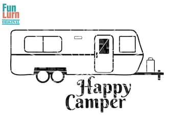 Happy Camper. Camper, Camping SVG, RUV, Travel, Vacation, Holiday, Trailer SVG |svg png dxf eps to use with Silhouette Cameo, Cricut Air etc