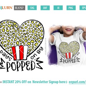 100 giorni spuntati da svg, 100 giorni di popcorn scolastici svg, dxf, png, eps e ai formati inclusi per cricut e cameo