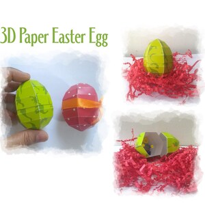 Huevos de Pascua de papel 3D SVG, se pueden abrir como huevos de Pascua de plástico, ideal para la elaboración con niños, archivos SVG para Cricut y silueta