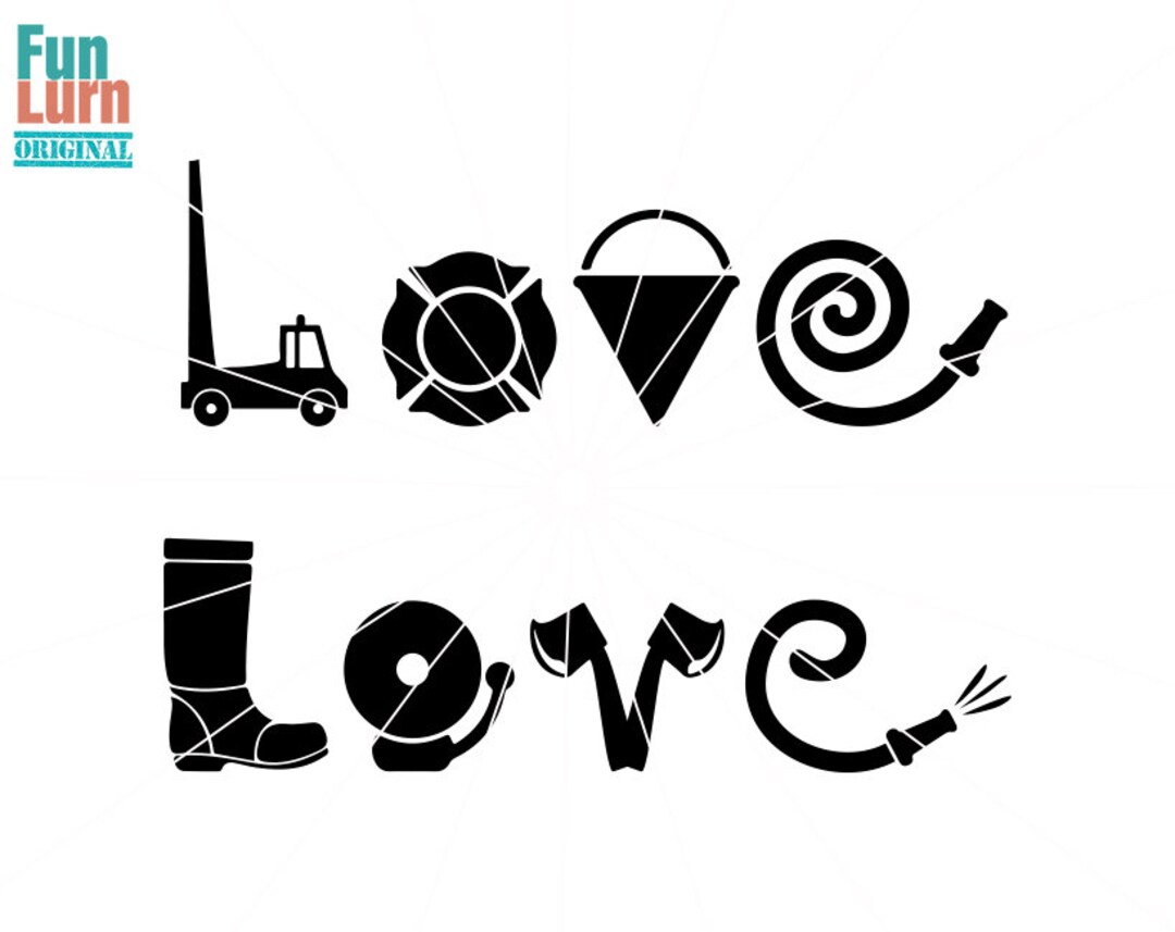 Firefighter Love SVG Fire Truck Pail Hose Bellaxe Love - Etsy Sweden