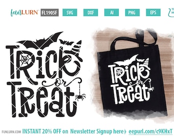 Trick or Treat Halloween SVG Cut File, Spider Web Design (Digital SVG)