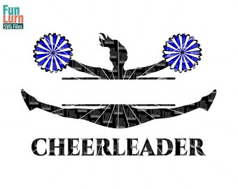 Cheerleader SVG, Cheerleader Monogram, toe touch, cheer, cheerleader SVG, Split monogram frame, Digital Cutting File, svg png dxf eps zip