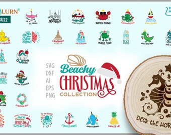 Beachy Christmas SVG Bundle, Coastal Designs (Digital SVG File)