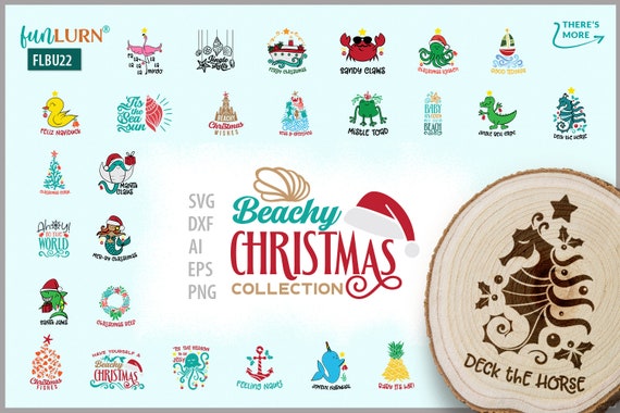 Beachy Christmas SVG Bundle, Coastal Designs (Digital SVG File)