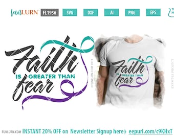 Faith Over Fear Ribbon SVG, Domestic Violence Awareness (Digital File)
