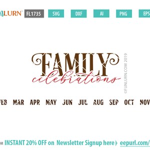 Familienfeiern mit Monaten SVG, DXF, PNG, Ai, eps Formate enthalten