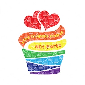 Regenbogen Svg, Gay Pride Svg, Cupcake Svg, Liebe ist über Herzen nicht Teile Svg, LGBT Svg Datei, Svg, Dxf, Png, Eps für Cameo Cricut