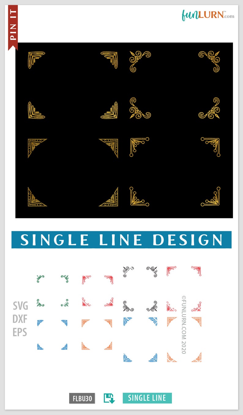 Single Line Artistic Corners svg bundle for engraving, embossing, sketching, debossing, Foil Quill svg, Infusible Ink Pens, Single line svg image 3