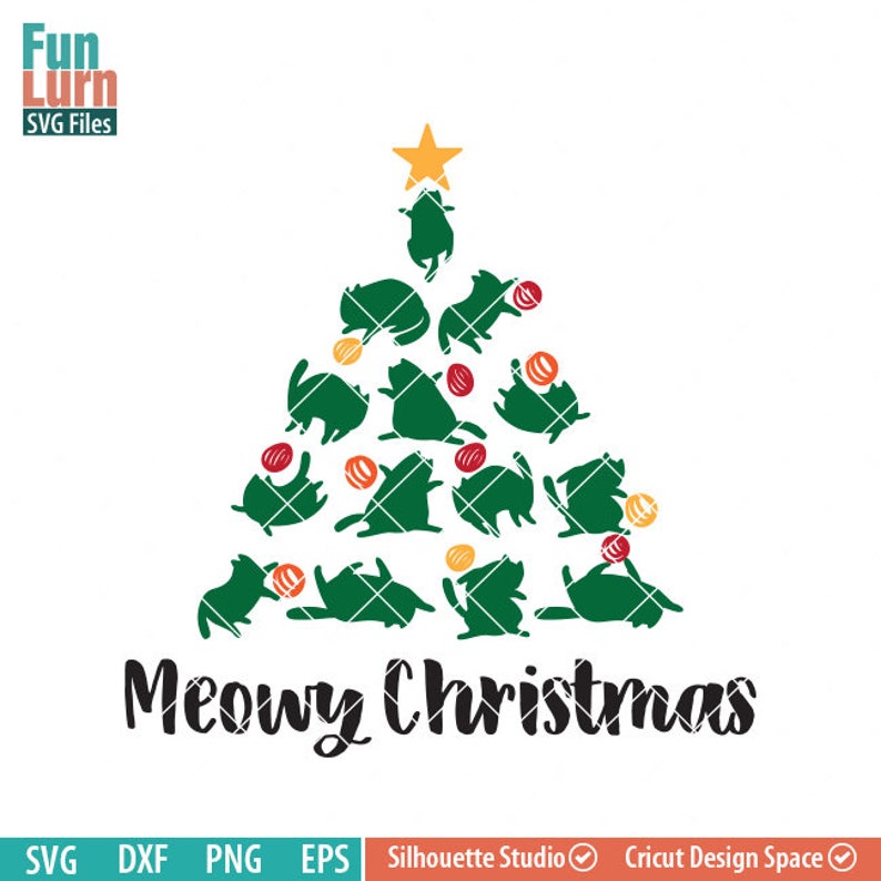 Meowy Christmas SVG Cat Christmas Tree Svg Christmas SVG  Etsy
