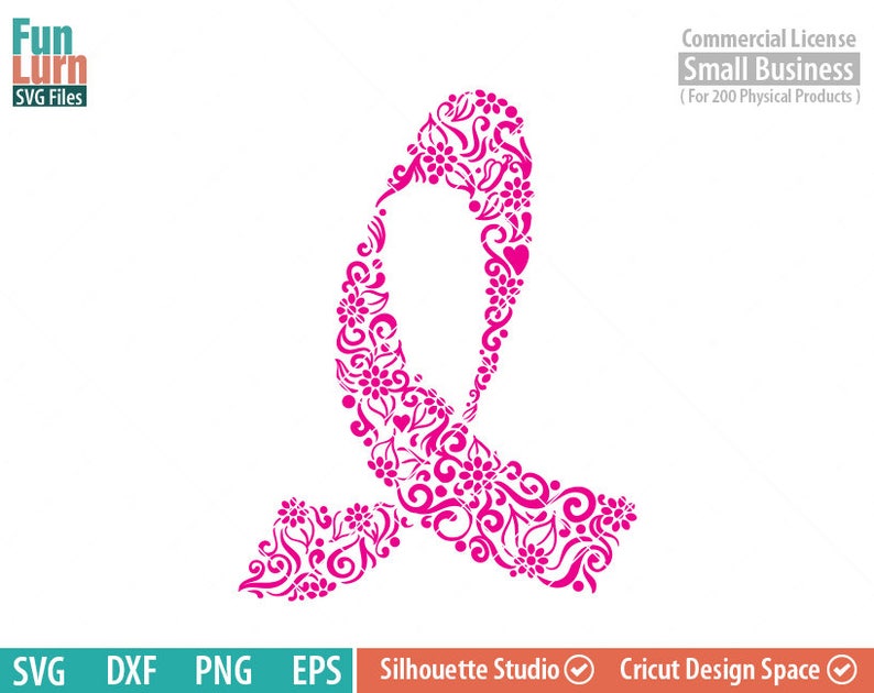 Download Breast Cancer Awareness SVG flowers ornate ribbon | Etsy