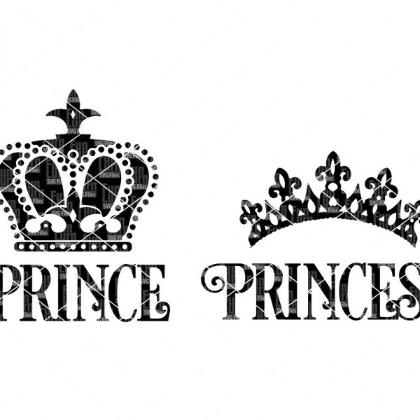 Prince Princess SVG, Prince SVG, Princess SVG , Princess crown, Prince Crown, svg Design, svg png dxf eps for silhouette, cricut machines,