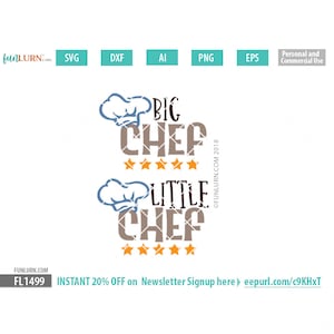 Vaderdag SVG, chef-kok SVG, vader zoon chef-kok SVG, Grill, BBQ, schort, zomer, Father's Day schort, grote chef-kok, Little Chef SVG, DXF, PNG, EPS