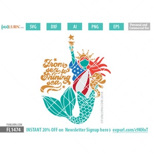 Sirena SVG, Lady Liberty Mermaid svg, Dal mare al mare splendente, 4 luglio svg, sirena patriottica svg, cavalluccio marino SVG, dxf, eps, PNG