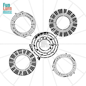 Musical Notes svg, Music  Monogram frames ,Piano monogram svg, Keys SVG,Musical, png dxf eps to be used with Silhouette Cameo cricut Air etc