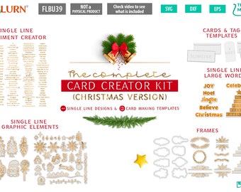 Christmas Card SVG Bundle, Single Line Designs (Digital Download)