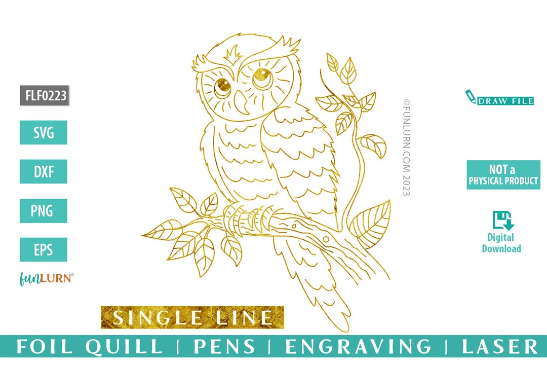 Single Line Embossing Pattern Single Line Owl SVG for Engraving, Embossing, Sketching, Debossing ...