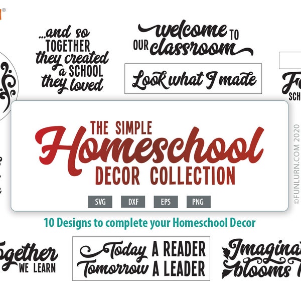 Homeschool Decor svg bundle, home sweet homeschool, today a reader, tomorrow a leader, Welcome to our classroom, Imagination blooms here svg