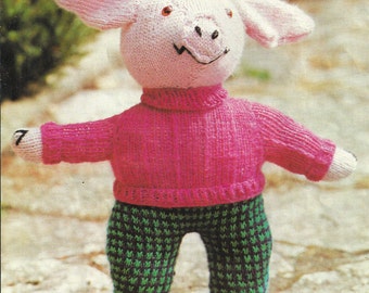 PDF Instant Digital Download Vintage Knitting PDF Pattern This Little Piggy Went To Market Cute Toy