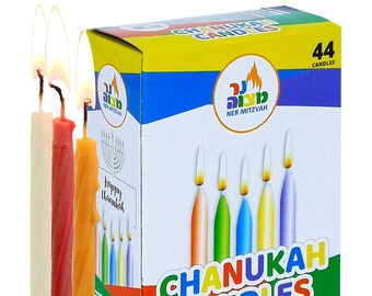 Colorful Hanukah Menorah Candles Set of 44 Chanukah Menorah Lampstand Celebration Candles Gift