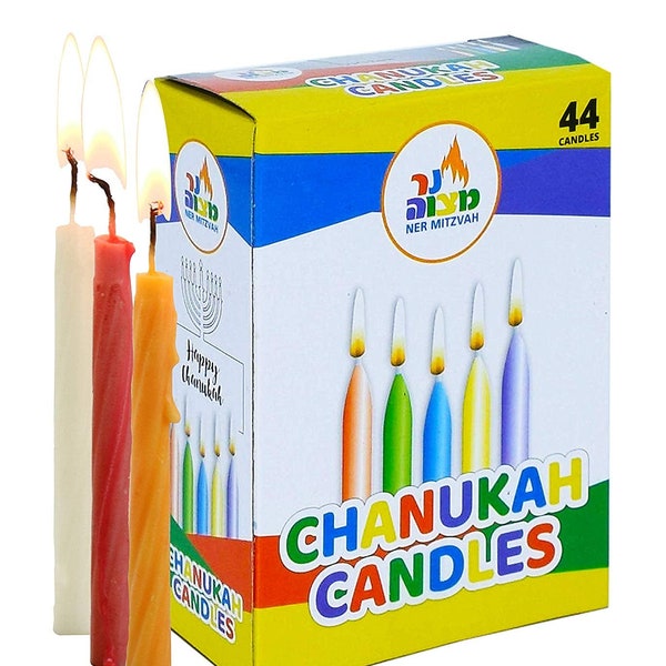 Colorful Hanukah Menorah Candles Set of 44 Chanukah Menorah Lampstand Celebration Candles Gift