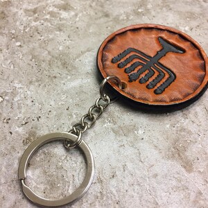 KEYCHAIN MENORAH Hand-Made Leather Hebrew Messianic Israel Lampstand Symbol Chanukah Torah Present Hanukkah Home Car Purim Decoration image 2