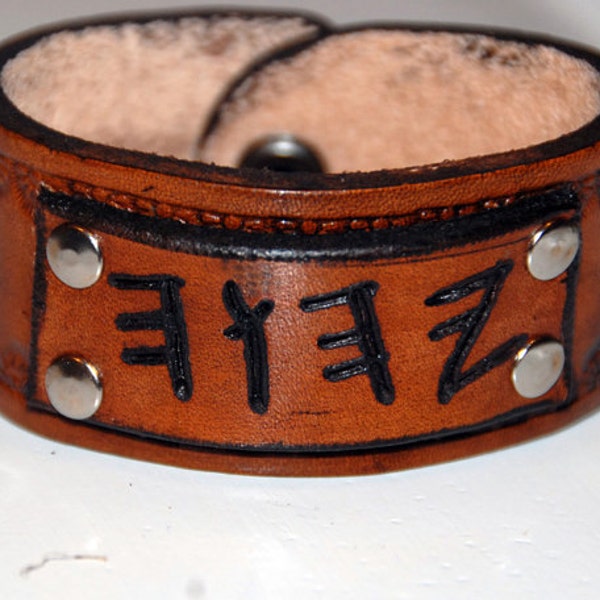 Cuff Hand-Made Leather Bracelet Paleo Hebrew YHUH Pendant ABBA Father YHWH True Name Chanukah Gift Israel Hanukkah Purim Present