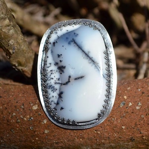 Arctic Fox Ring | Dendritic Opal | Sterling Silver | Statement Ring | One Of A Kind