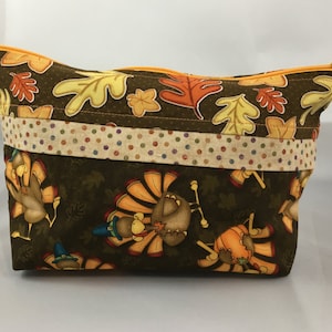 Fall Leaves Zippered Project Bag: Knitting, Cosmetic, Travel Organizer