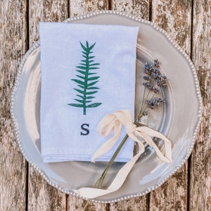 Personalised Hand Printed Fern Linen Napkin - bespoke napkin, Isabella Mai-de, new home gift, wedding table setting, couples gift, furoshiki